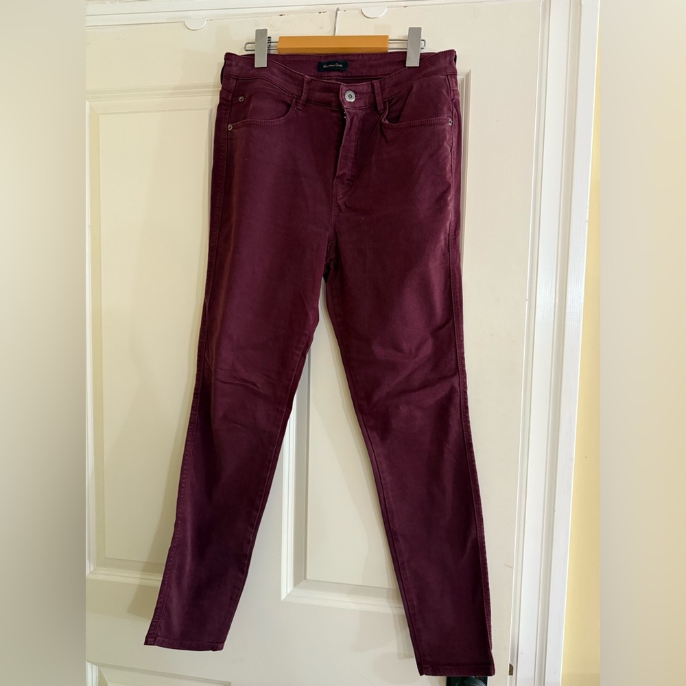 Massimo Dutti Dark Red Corduroy Trousers